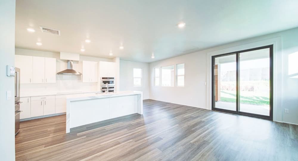 A shot of the back door and kitchen in Plan 22.