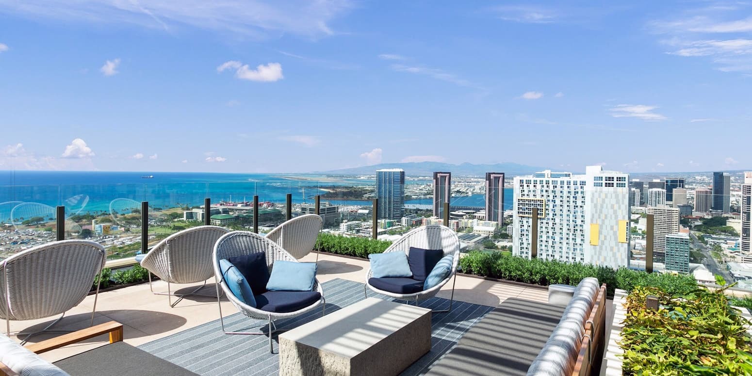 The view from Aalii's sky lounge on the 42nd floor.