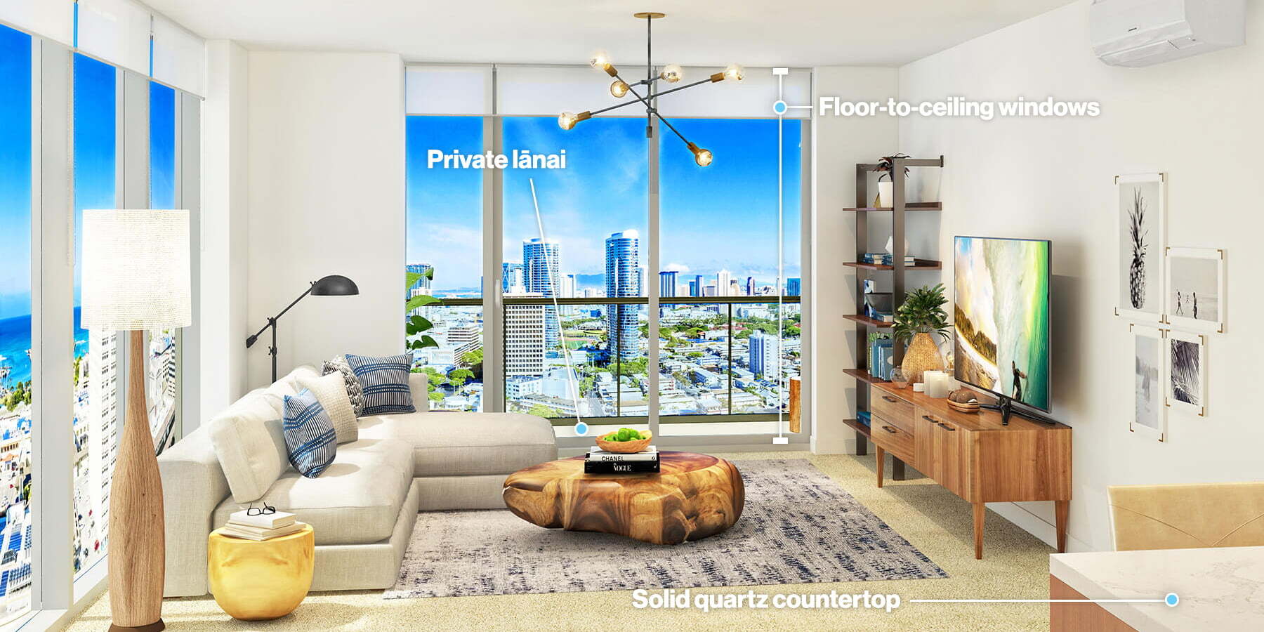 Living Room on floor 26, floor plan A-4