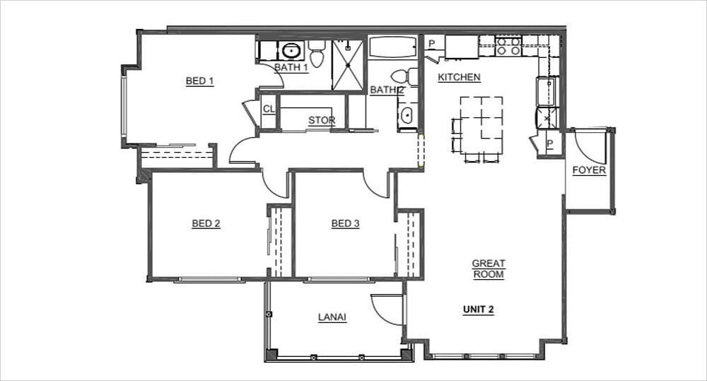 Reserved Housing - 3 bedroom floor plan.