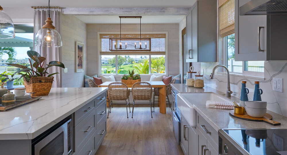 Corian countertops in the kitchen of Keali’i's Plan 3 (Po‘okela).