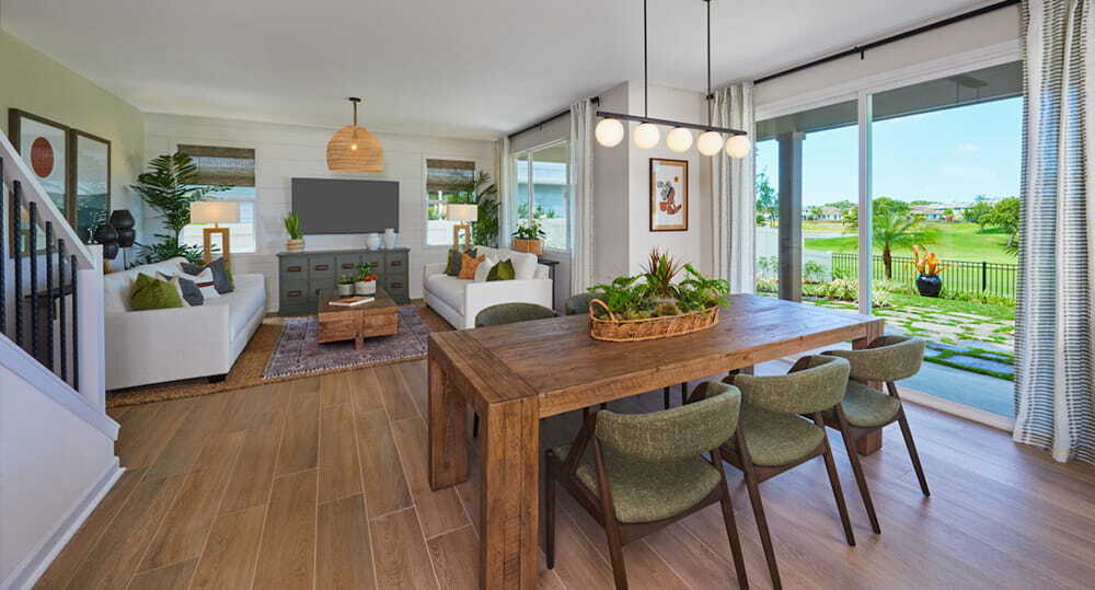 Living area with Vinyl plank flooring of Ha‘aheo (floor plan 1).