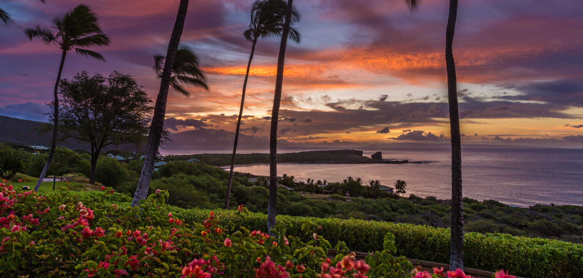 An amazing sunrise over Manele Bay on Lanai.