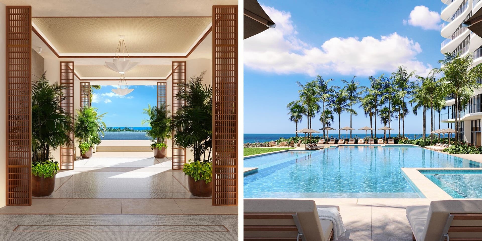 The breezeway and the resort pool on the 7th floor.