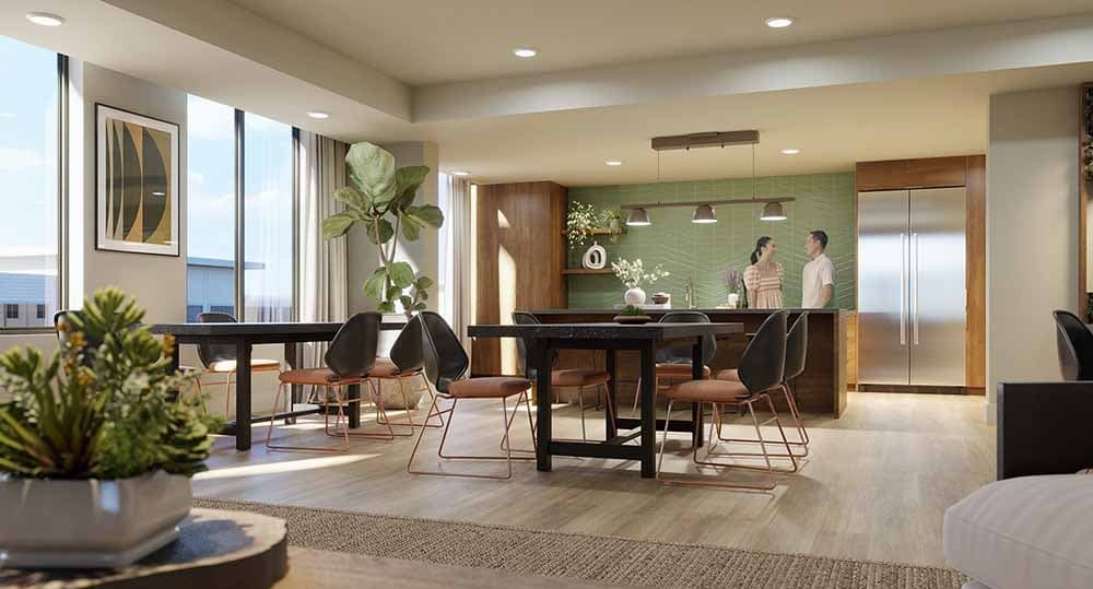 Community lounge with kitchen