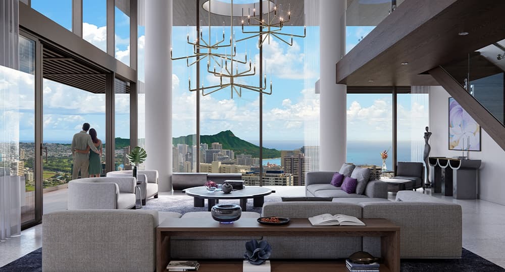 Views from the penthouse residence.