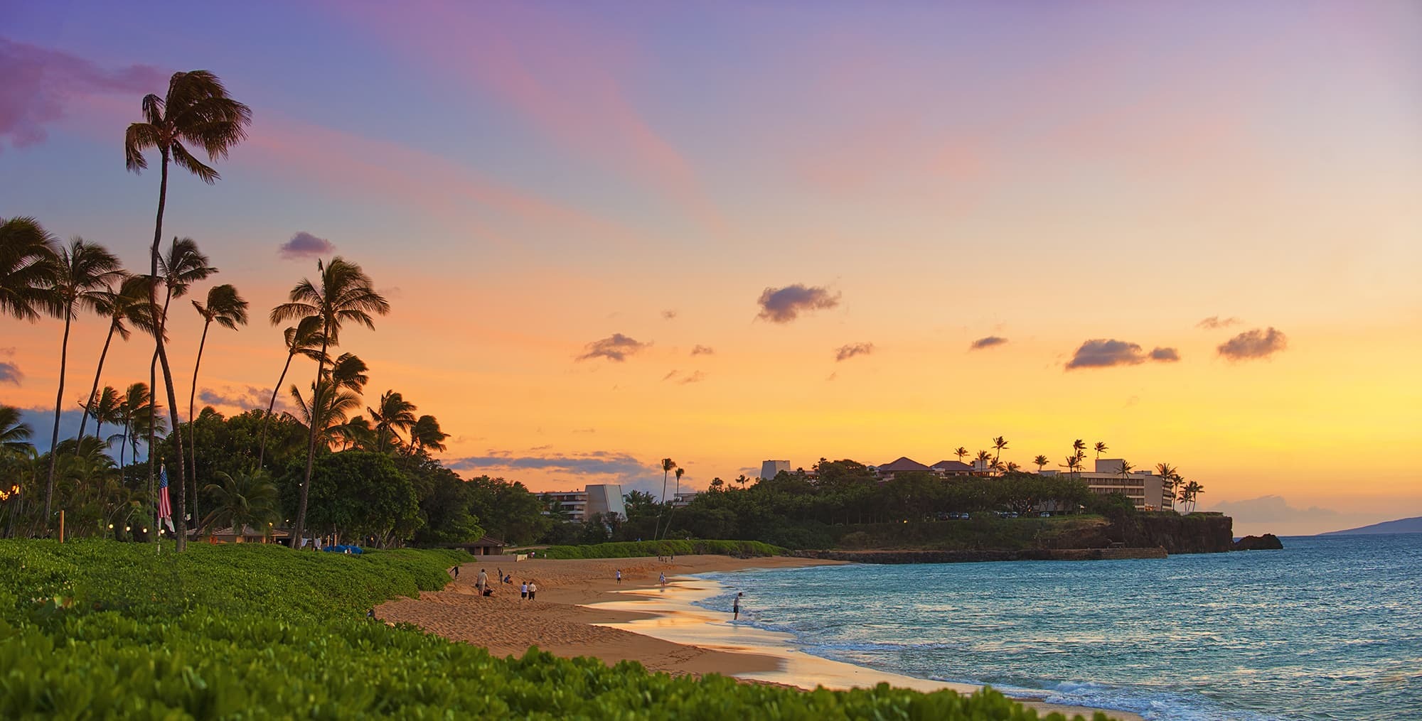 A sunset on a Maui beach.