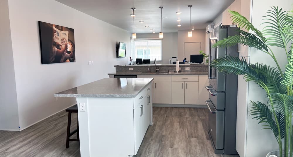 Staged kitchen from Plan 6 (Eono)