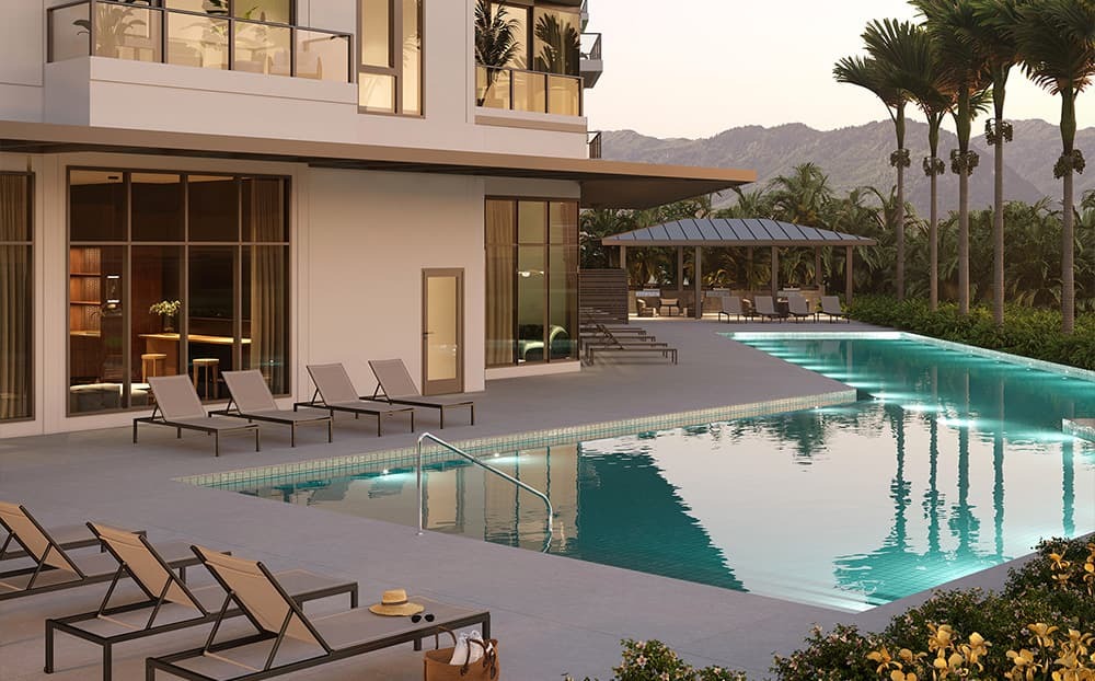 Another angle of the pool with Manoa in the background.