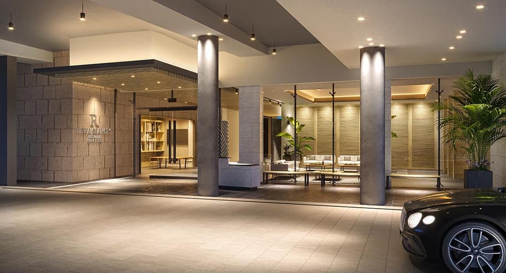 Rendering of the entrance to Renaissance Honolulu Hotel & Spa.