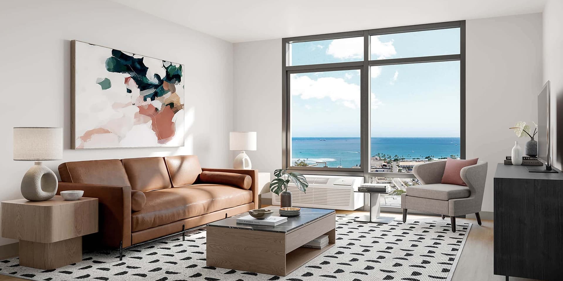 Living area in the 3 bedroom residence (Plan 01A)