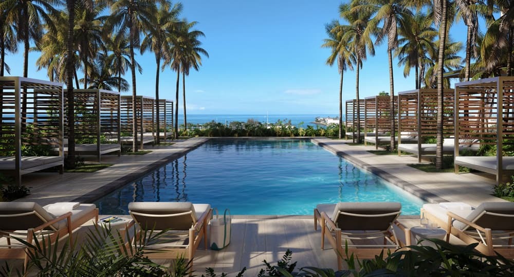 The sunrise lap pool on the amenity deck level.